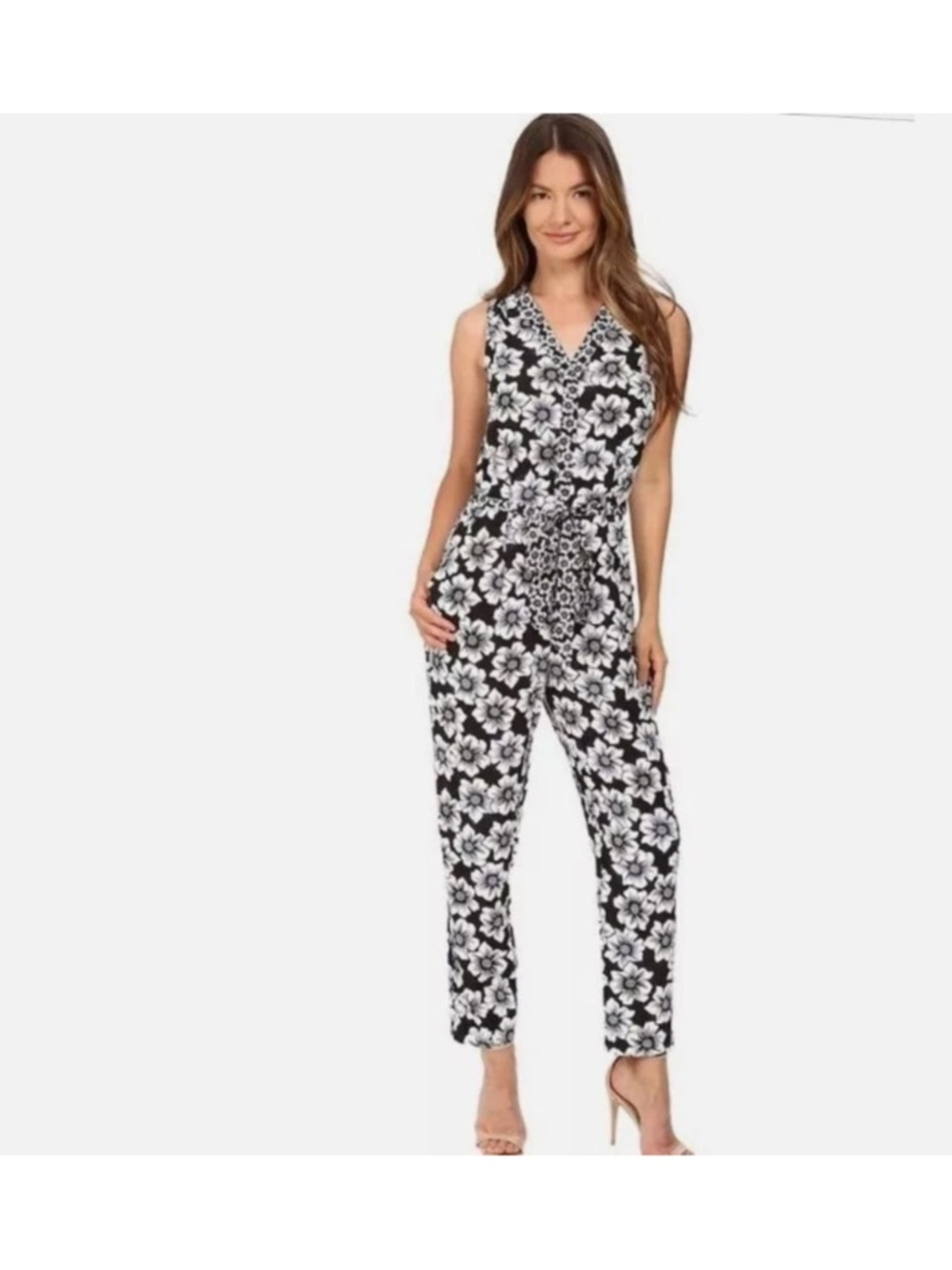 Kate Spade New York Hollyhock Silk Printed Jumpsuit Size XL Black Multi Silk